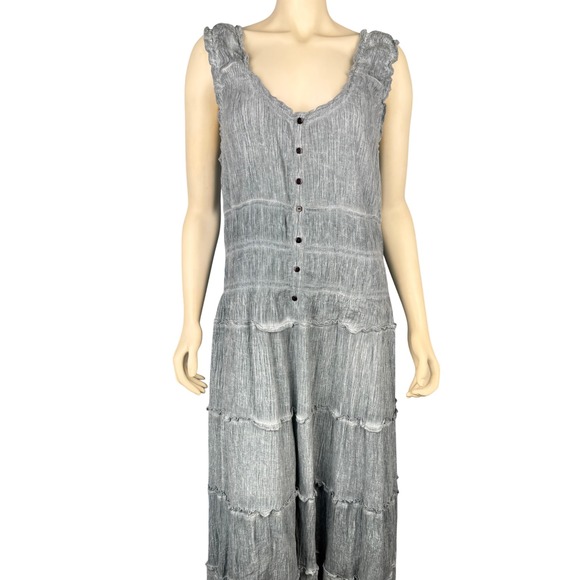 The Pyramid Collection Dresses & Skirts - The Pyramid Collection XL Maxi Dress Blue Grey Ruffle Tiered Sleeveless‎ Lined